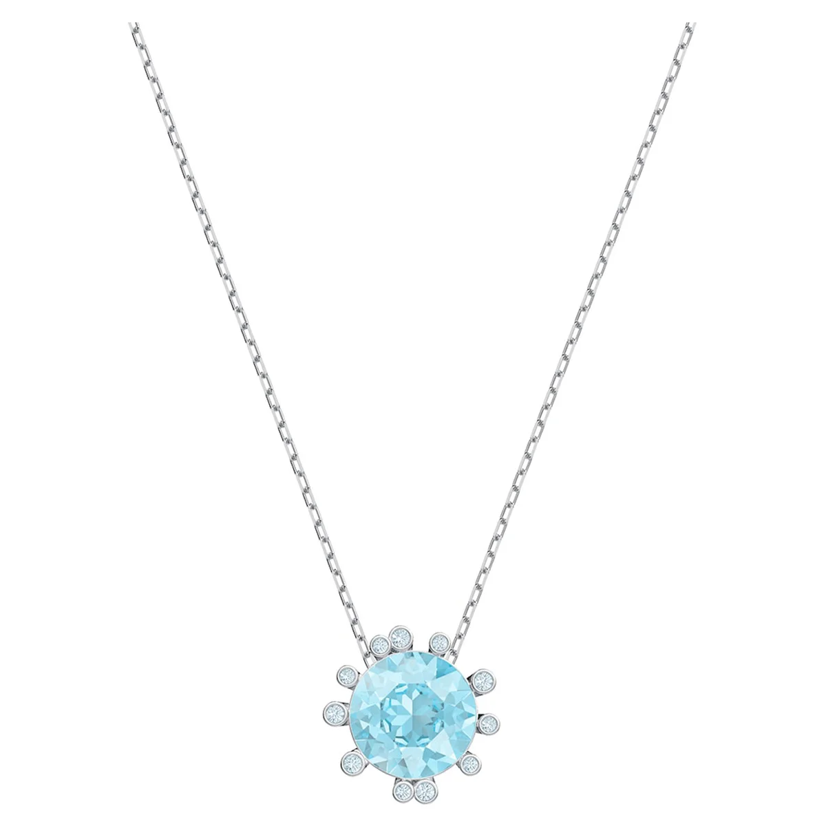 

High Quality SWA New Olivine Claw Stone Sea Flower Blue Crystal Pendant NNecklace Fashion Jewelry