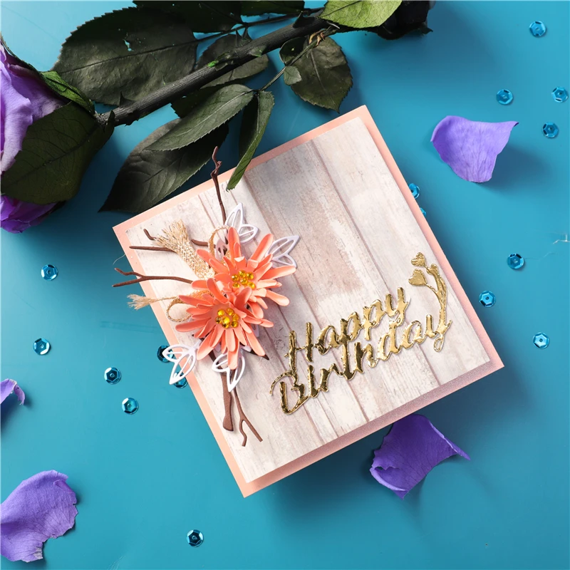 Металлические Вырубные штампы YaMinSanNiO с надписью Happy Birthday для скрапбукинга