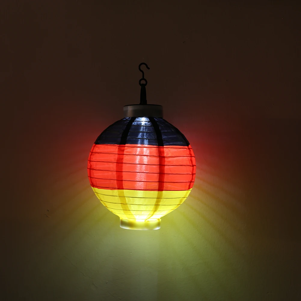 

Waterproof Nylon Solar Lantern 2pcs Outdoor Hanging German Flag Lantern Lamps Ornament for Party Restaurant Festival Decorations