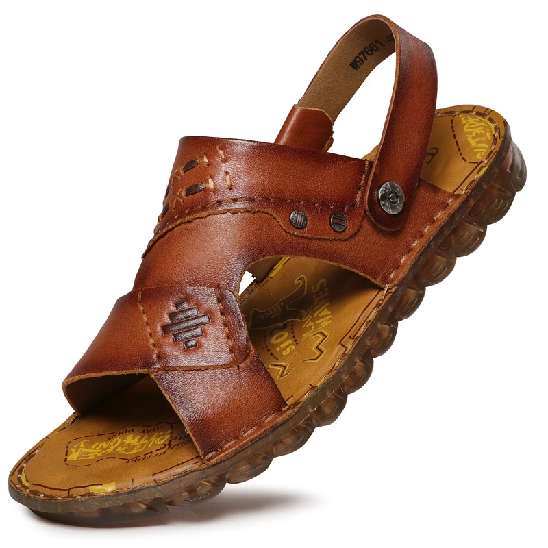 Мужские кожаные сандалии Летняя обувь из натуральной кожи Дышащие повседневные