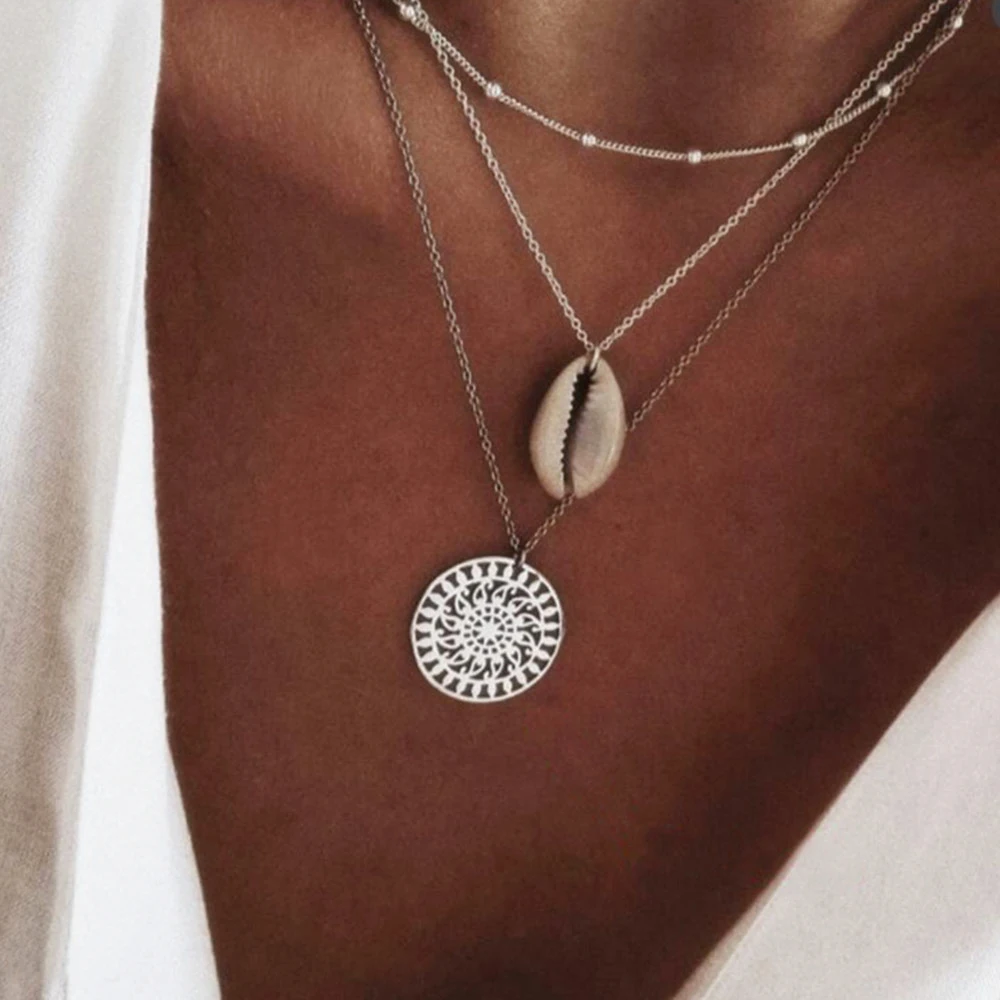 A14 Silver Color Богемные Золотой многослойные с изображением Луны и звезд, с украшением в виде кристаллов Цепочки и ожерелья для Для женщин модные Синие стразы для глаз Цепочки и ожерелья колье ювелирное изделие, опт - Окраска металла: A14 Silver Color
