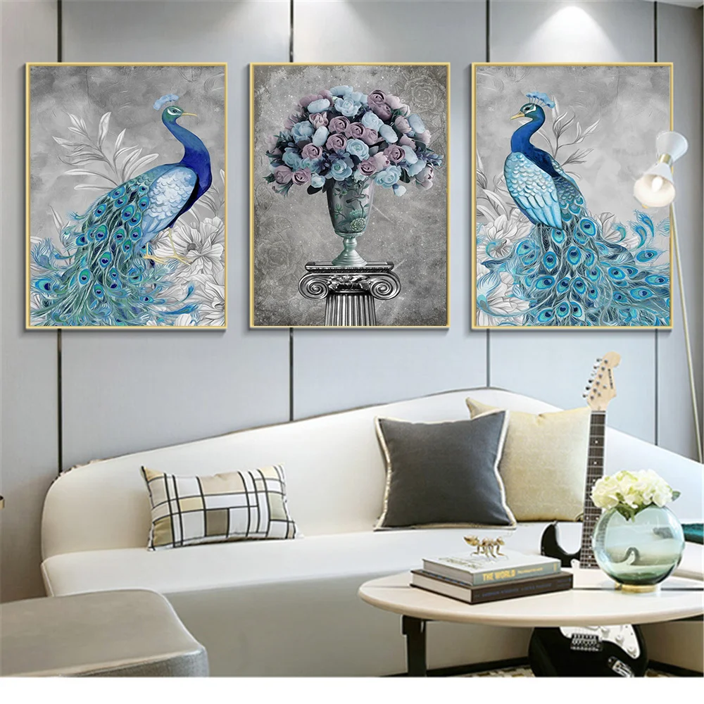Nordic плакат Павлин Куадрос декоративные холст картины Wall Art печать Картина