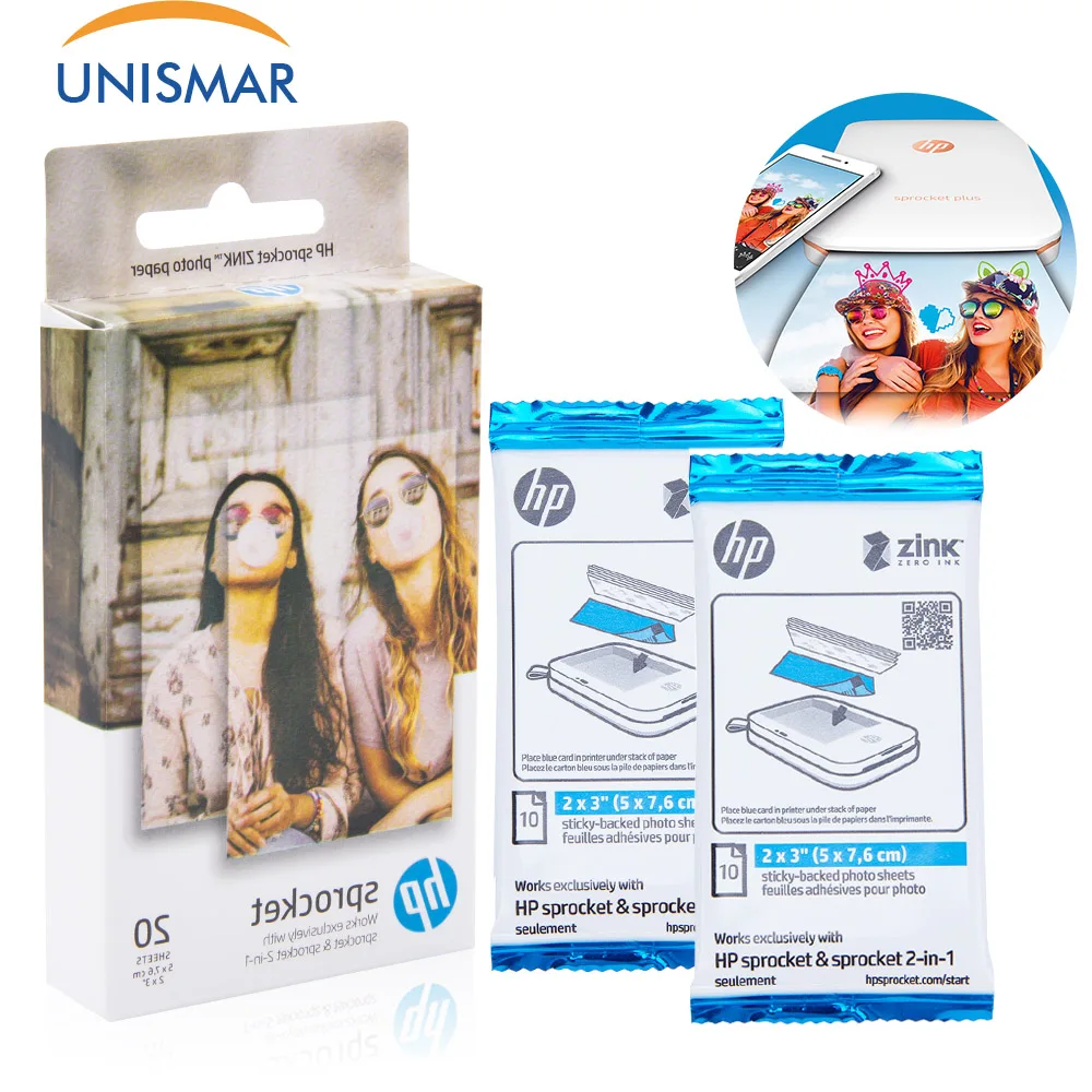 Фотобумага Unismar HP звездочка Zink 2x3 дюйма клейкая Задняя Bluetooth печать телефонов