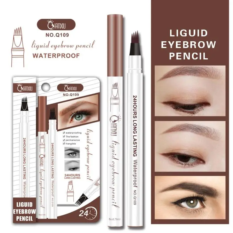 

Карандаш для бровей с 4 точками, водостойкий потостойкий жидкий 3d-карандаш для бровей с татуировкой, стойкая натуральная косметика для женщ...