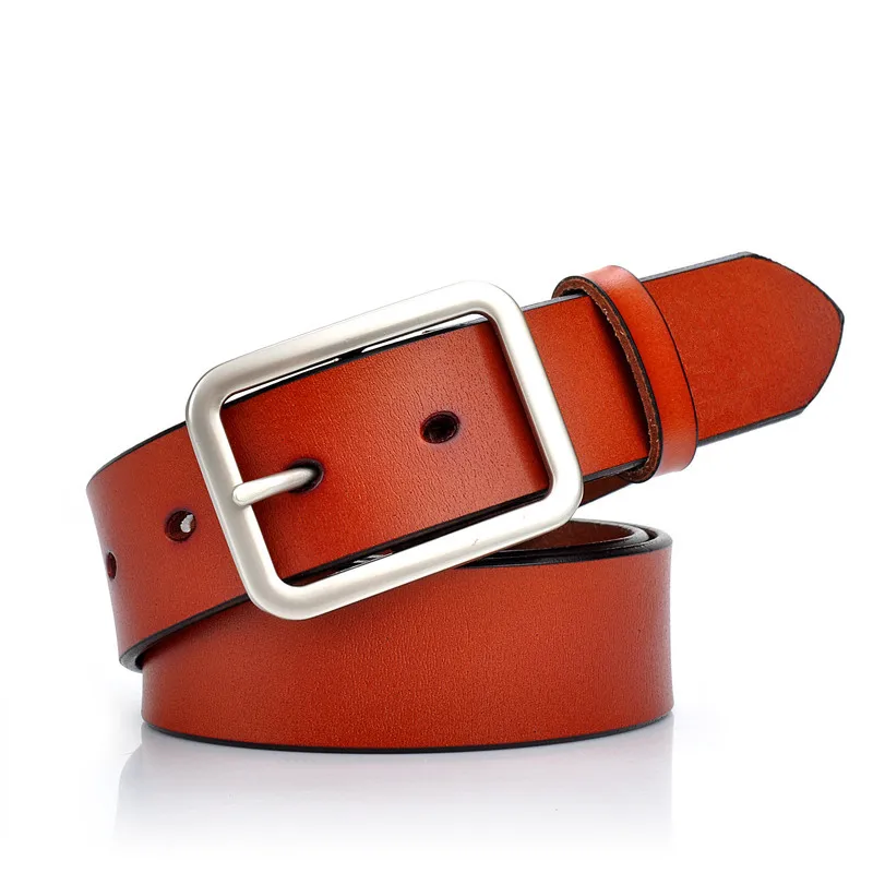 Ремень из натуральной кожи Женский модный серебристый ремень воловьей с пряжкой