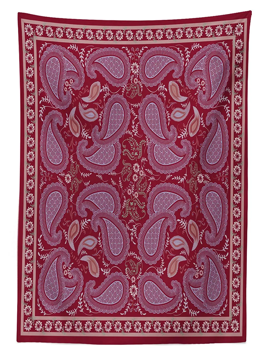 Бордовая скатерть традиционные мотивы Пейсли в натуральном композиции