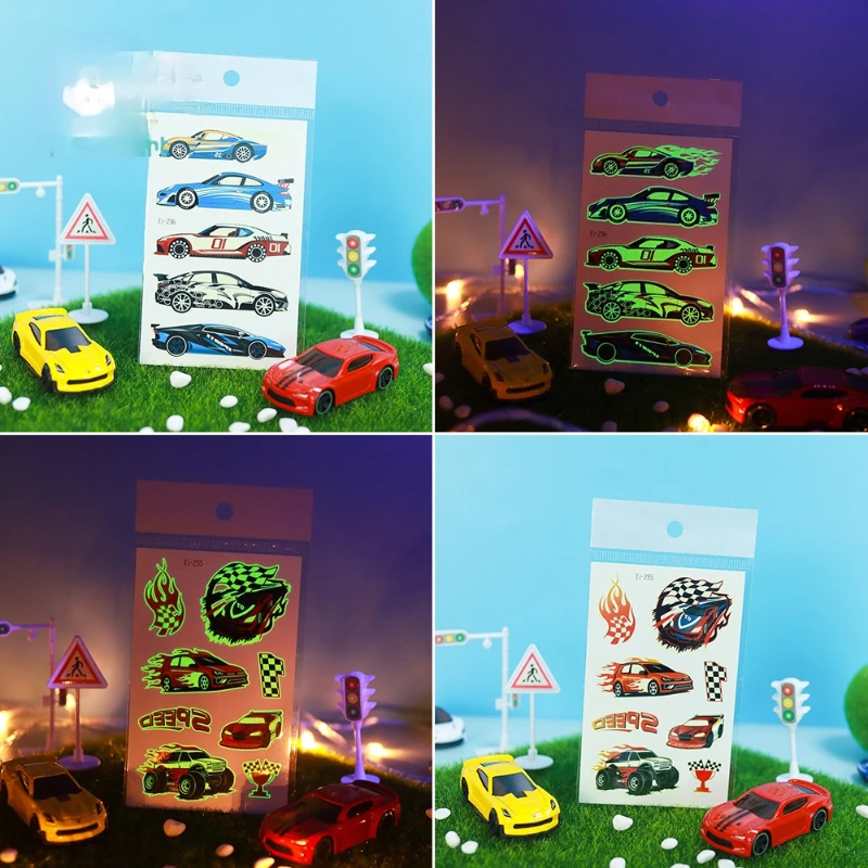 6 шт. Детские Светящиеся Татуировки-наклейки на мотоцикл | Красота и здоровье