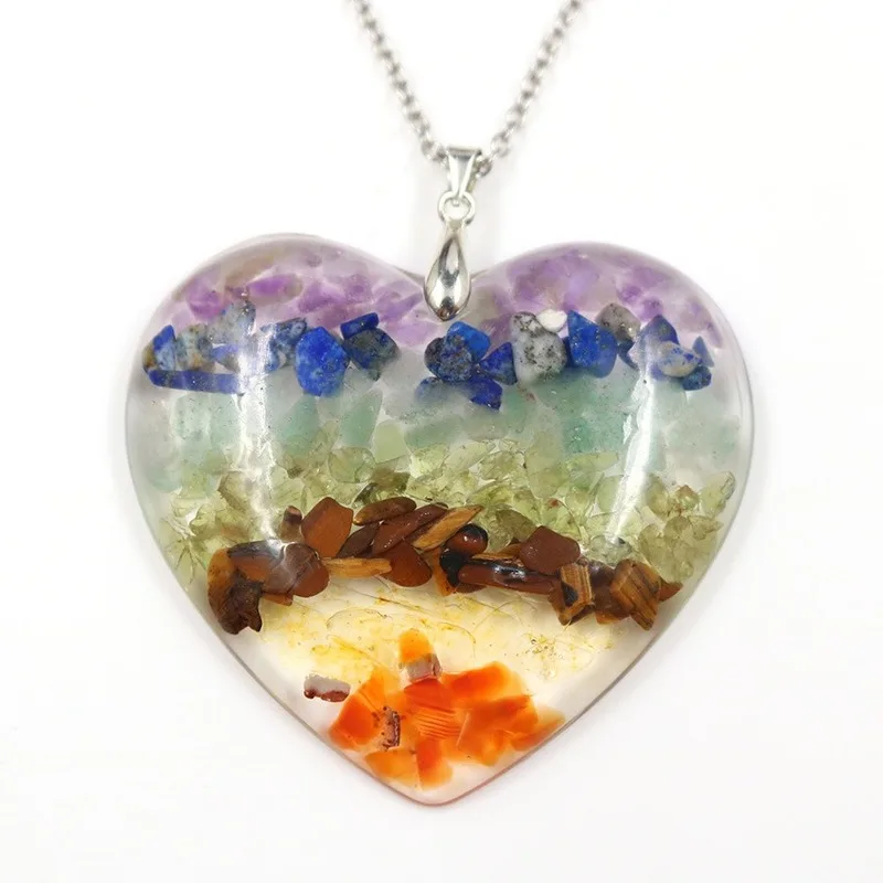 Кристальные бусины из натурального драгоценного камня 7 чакр кулон в виде