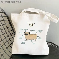 women shopper bag anatomy pug printed kawaii bag harajuku shopping canvas shopper bag girl handbag tote shoulder lady bag