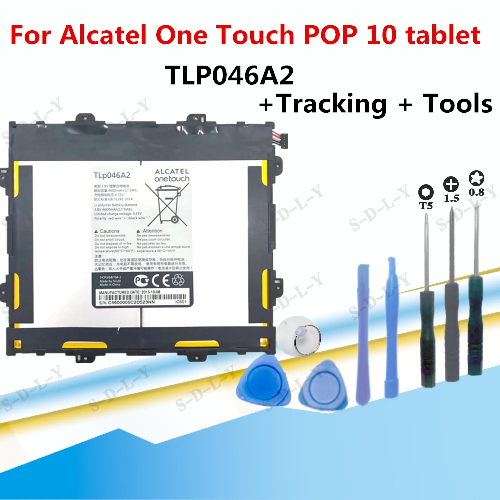 

3.8V 4600mah 17.5wh Original battery for TLP046A2 Alcatel One Touch POP 10 tablet Batterie +Tracking + Tools