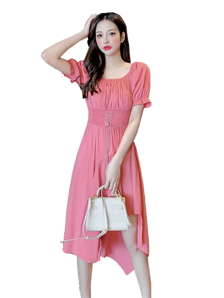 

2021summer New Slimming Irregular Design High Waist Dress Fashionable Pleated All-Matching A- line Skirt Women