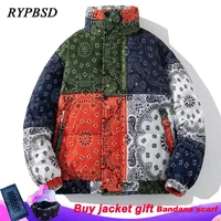 bandana coats paisley windproof puffer jacket men 2022 winter fashion warm padded parka casual zipper harajuku bubble jacket men