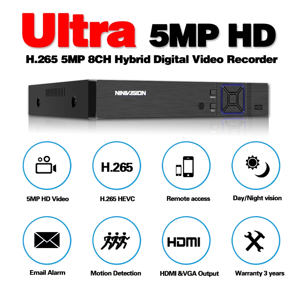 Камера видеонаблюдения 4 канала 8 каналов 16 AHD DVR H.265 5 Мп МП 1080P CVI TVI аналоговая