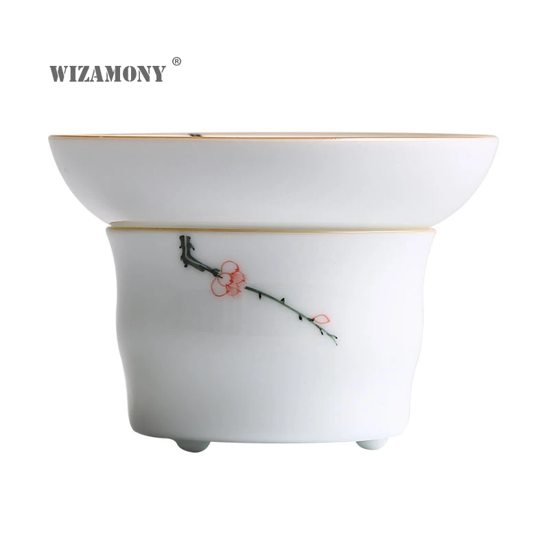 

1PCS WIZAMONY Tea Filter Tea Set Strainer Ceramic Infuser Hand Painted Chinese Celadon Chinese Kung Fu Tea Set