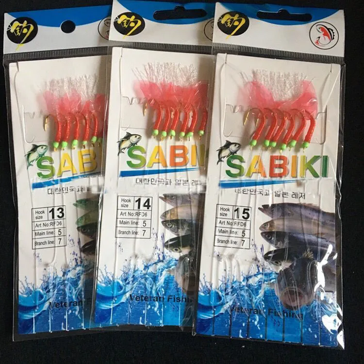 10 пакетов рыболовные крючки из красной резины|fishing rigs|fishing sabikisabiki hook |