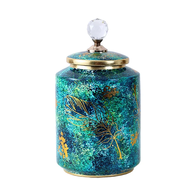 Европейский керамический хранительный кувшин с крышкой для сладостей, украшение для стола в виде цветочного вазона в стиле Нордик винтаж для домашнего декора.