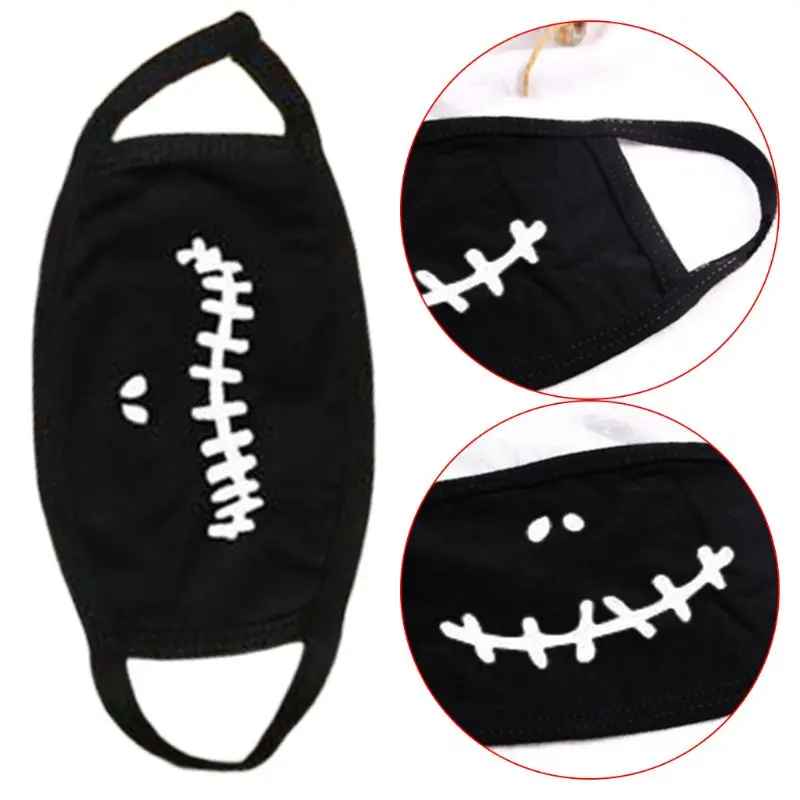 Маска для лица из хлопка Unisex Black White с забавной распечаткой зубов для использования на улице в условиях пыли и для хип-хопа.