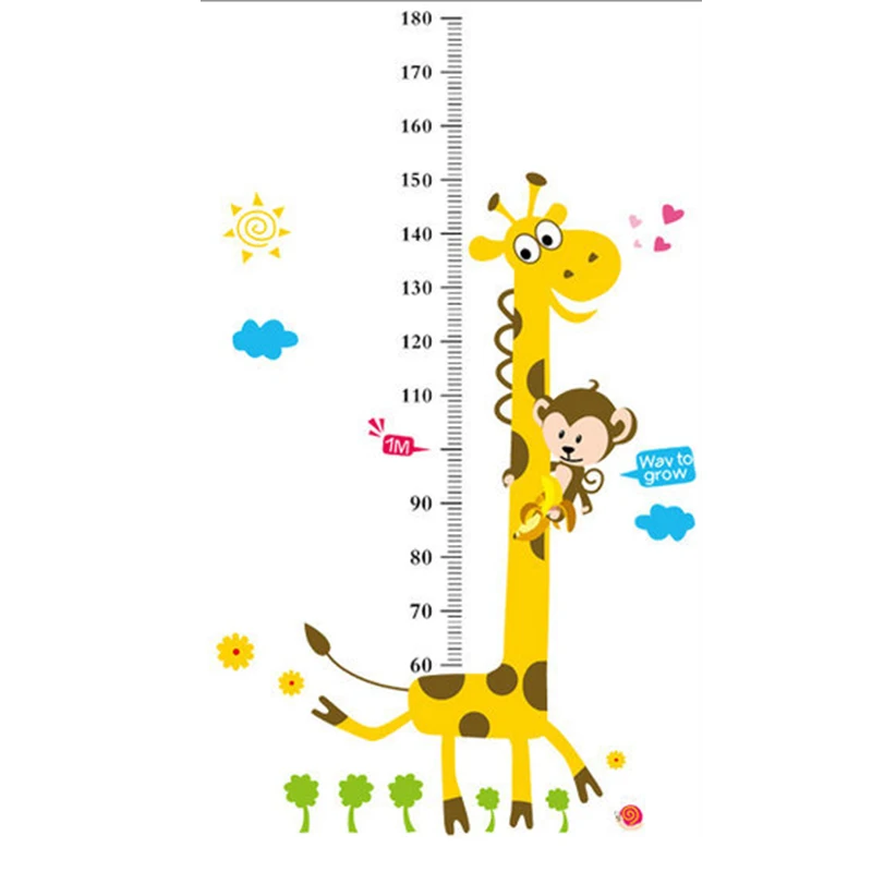 Мультяшные рождественские настенные наклейки с измерением высоты для детской