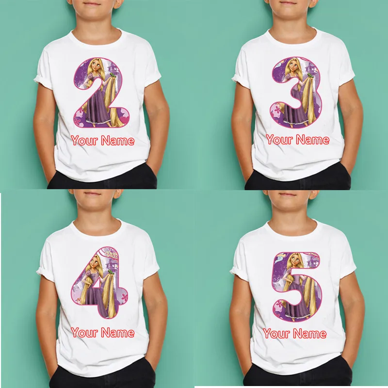 Футболка принцессы с длинными волосами для мальчиков и девочек номером на день