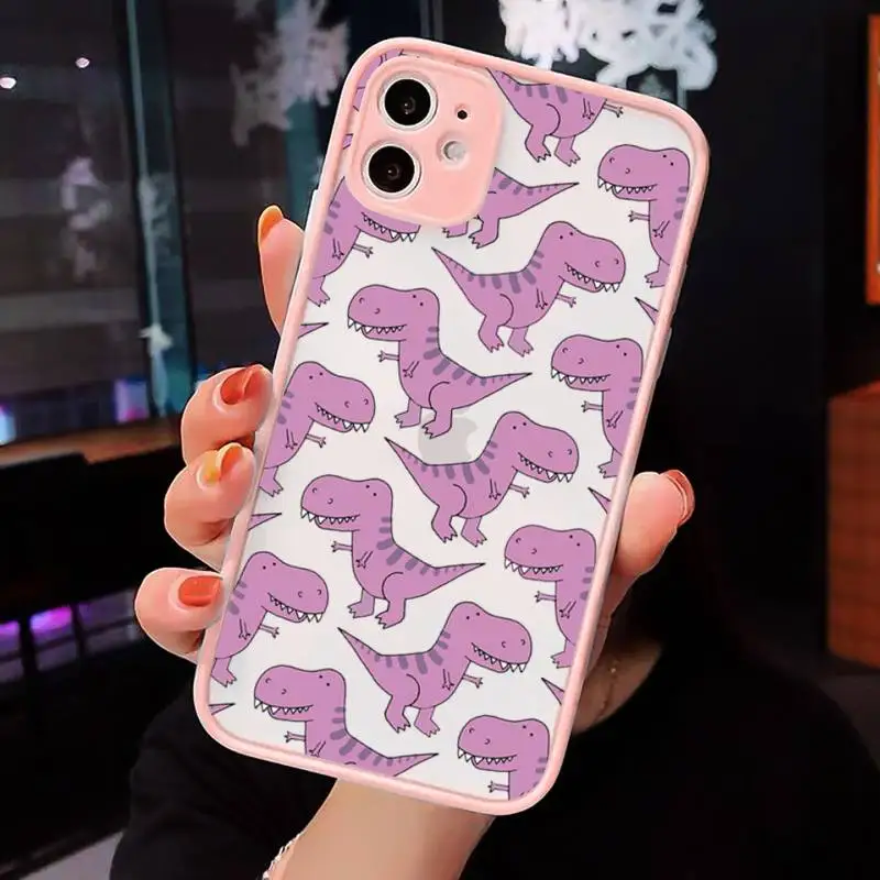 

Cute cartoon Dinosaur Baby Fashion Phone Cases matte transparent For iphone 7 8 11 12 plus mini x xs xr pro max cover