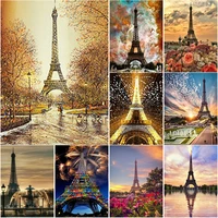 new 5d diy diamond painting iron tower diamond embroidery full square round drill landscape cross stitch home decor manual gift