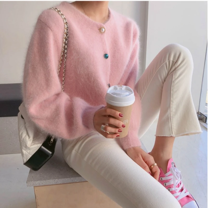 RealShe свитера кардиган для женщин круглый вырез длинный рукав пуговицы