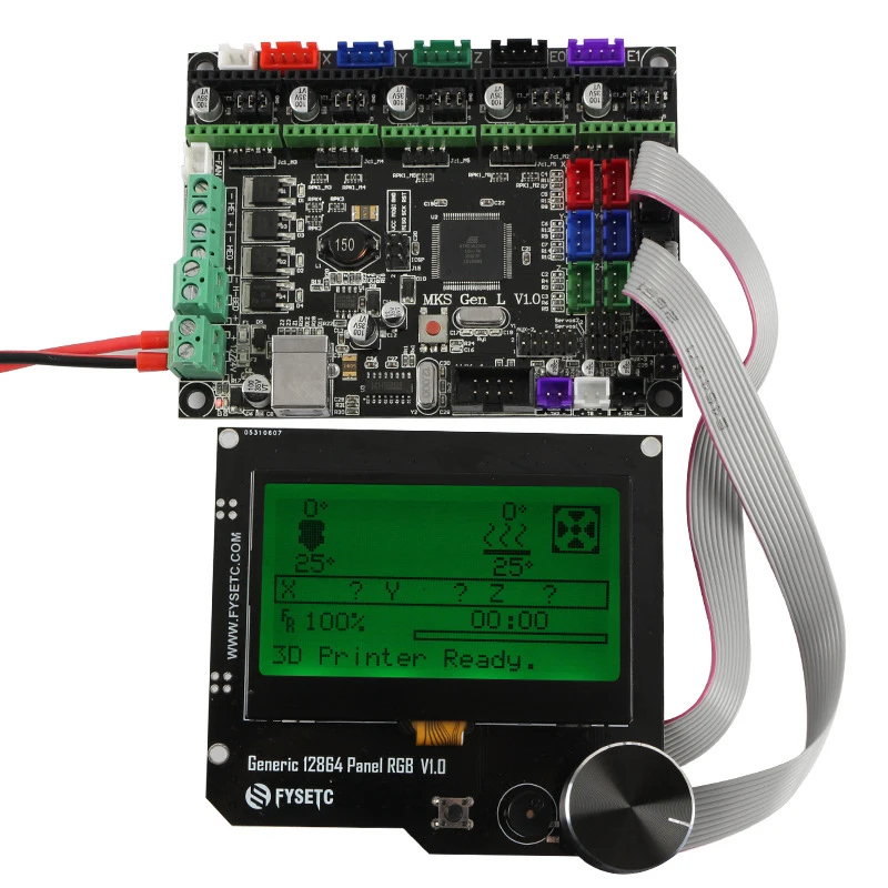 Комплект материнской платы для 3d принтера Mks Gen L + 12864 Rgb V1.1 ЖК дисплей ЧПУ Ramps Cheetah F6