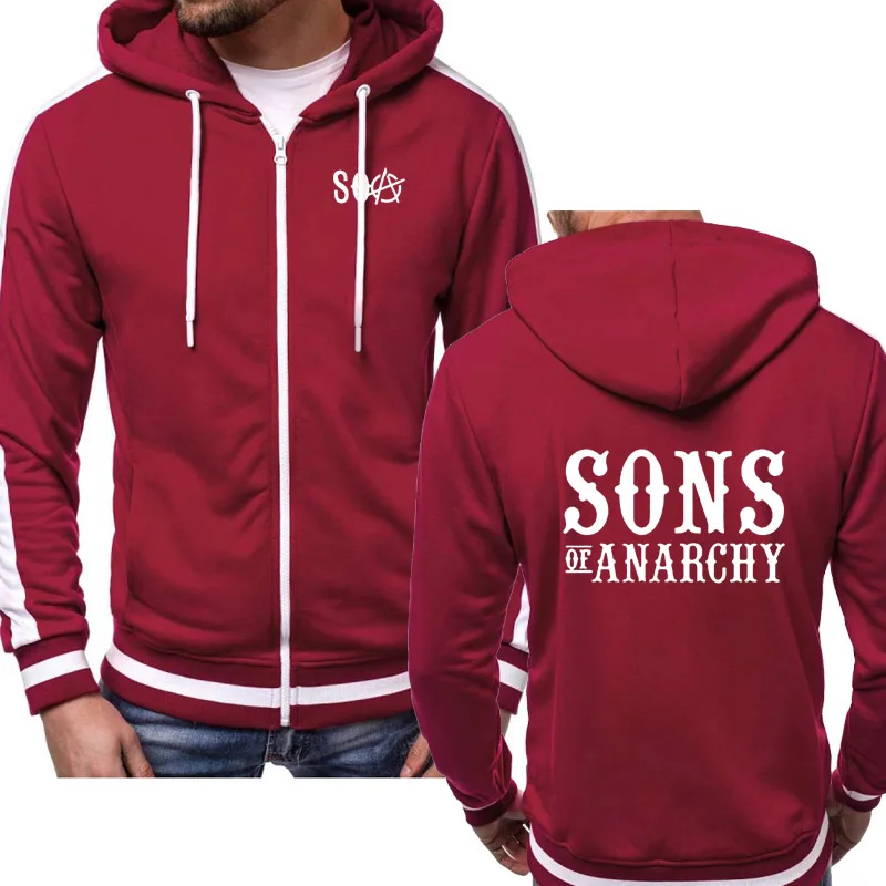 

SOA Sons of anarchy the child SAMCRO Sportswear Zipper Men Male Fashion Casual Sweatshirt Fleece Hip Hop Warm Hoody Hoodies M