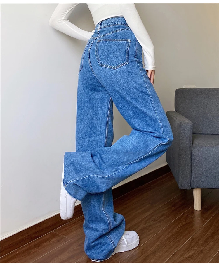 

White Jeans Woman High Waist 2021 New Streetwear Baggy Mom Jeans Vintage Denim Trousers Pocket Washed Casual Fashion Y2k Pants