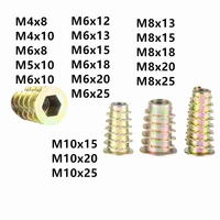 10x m4 m5 m6 m8 metal hexagon hex socket head embedded insert nut e nut for wood furniture inside and outside thread zinc alloy