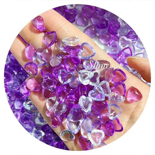 Purple Счастливые обезьяны слизи талисманы поставки игрушки прозрачные бусины в виде сердца дополнительные аксессуары разбрызгивает для пушистой прозрачной слизи - Цвет: Purple