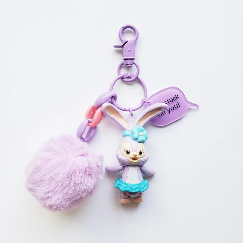 

Disney Cute Stella Rabbit Bear Keychain Fashion Girl Purse Car Accessories Pendant Key Ring Couple Charm Gift Decorations