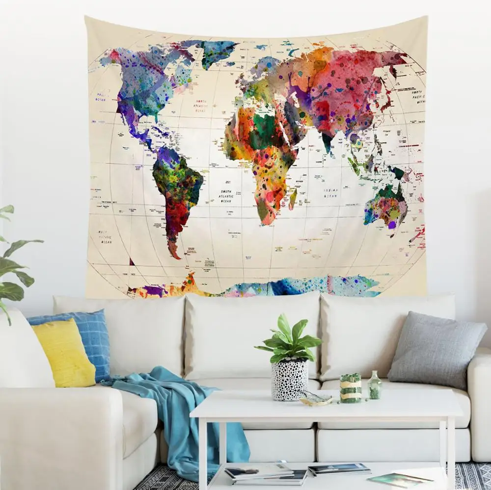 Настенный гобелен Карта мира аксессуары для дома украшение спальни на заказ