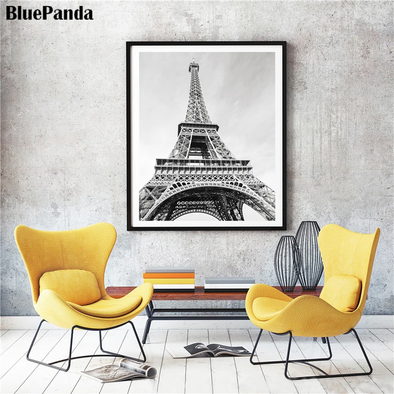 Нью Йорк башня здание черно белый плакат Скандинавское Искусство Холст Картина