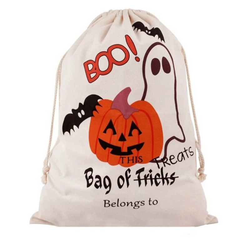 

Hot Sale 36x44cm Halloween Sacks Candy Gifts Bag Treat or Trick Drawstring Bags Cotton Canvas Kids Pumpkin Spider Tote Bag