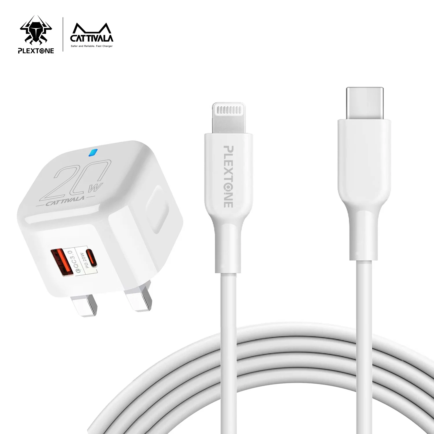 Сетевое зарядное устройство Plextone CATTIVALA C20 с 4 USB-портами и поддержкой быстрой