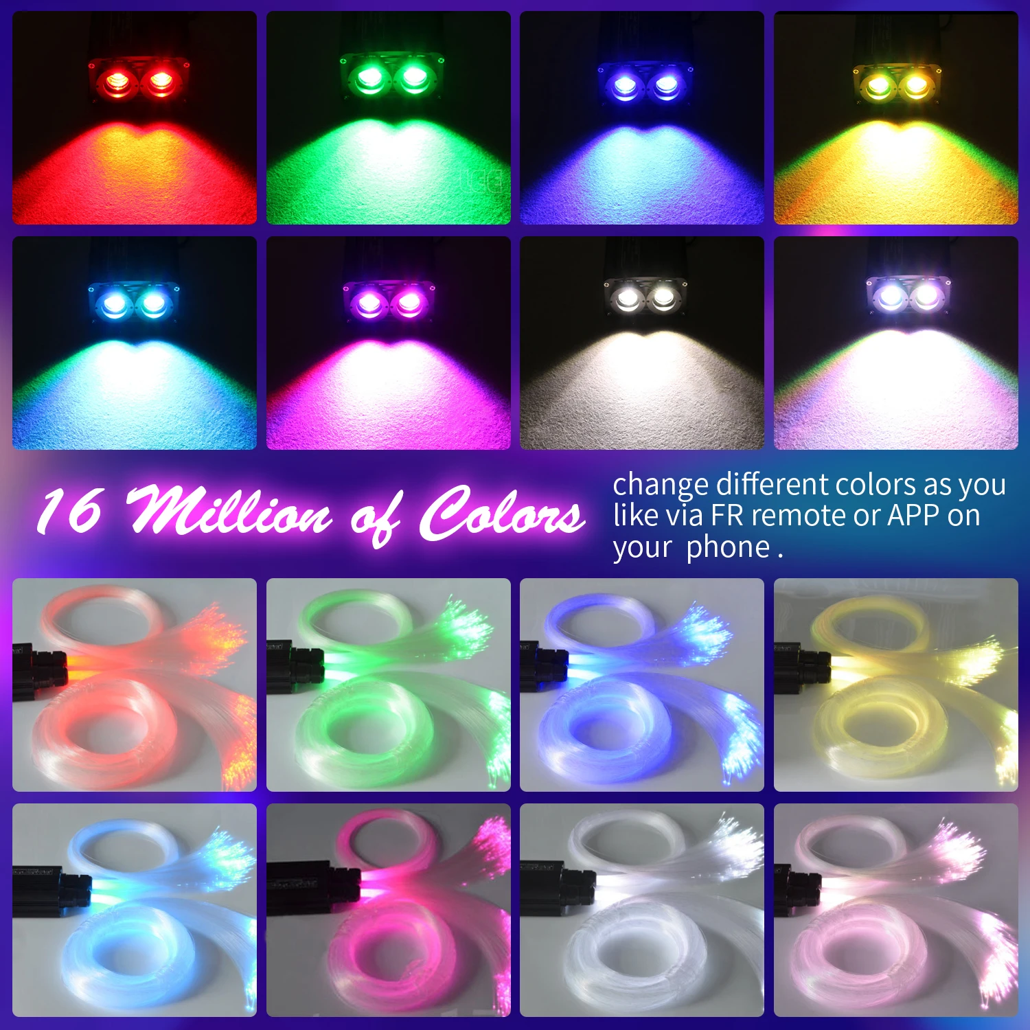 32 Вт RGB светодиодный драйвер оптоволоконного двигателя двойной светильник