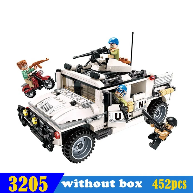 

3205 452pcs Education Building blocks tank Stacking Armored Hummer Vehicle Moto Weapon Brick Toys for children Christmas Gifts