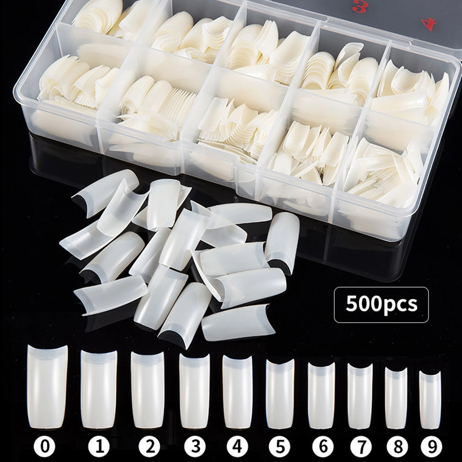 

500pcs Professional French Nail Tips Kit Half Full Cover Artificial Natural False Nails with Box for DIY Nail Art Manicure Tool