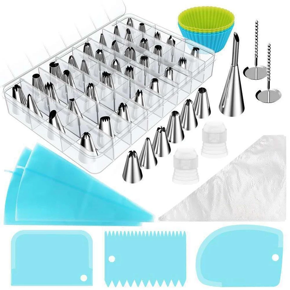 

66Pcs/Set Piping Nozzle Tips Bags Reusable TPU Pastry Bags Stainless Steel Icing Tips Cake Decorating Tools Baking Decorating