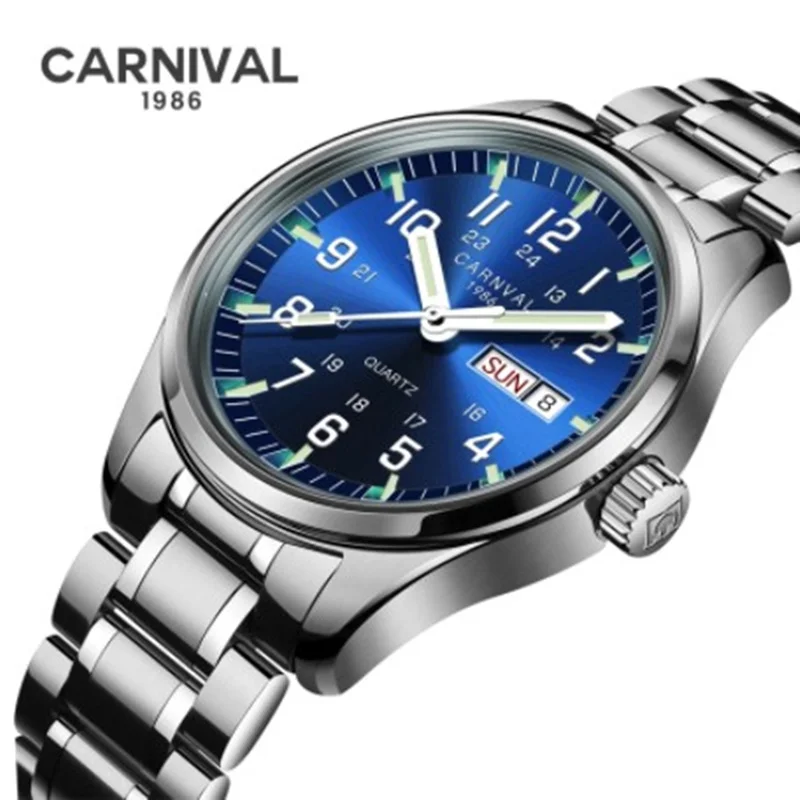 

CARNIVAL Watches Men Sports Waterproof Date Analogue Quartz Men's Watches Business Watches For Men Relogio Masculino NEW 2021