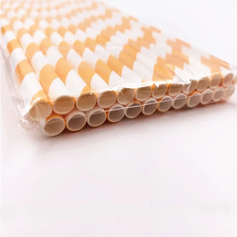 Одноразовые straws25Pcs Еда класс Бумага одноразовая трубочка для питья полосатая