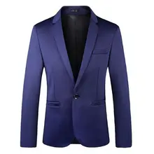 Men's Suit Blazers Four Seasons New Men's Suit Single West Jacket Solid Color Button Door Pocket Trim In Three Colors M-4XL (2)