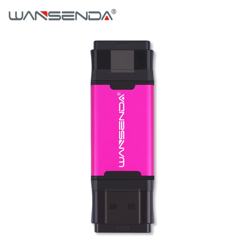 Rose Red WANSENDA, 2 в 1, TYPE-C, USB3.0, USB флеш-накопитель, 512 ГБ, 256 ГБ, 128 ГБ, 64 ГБ, 32 ГБ, флеш-накопитель для Android/PC, двойной OTG, USB флешка, флешка - Цвет: Rose Red