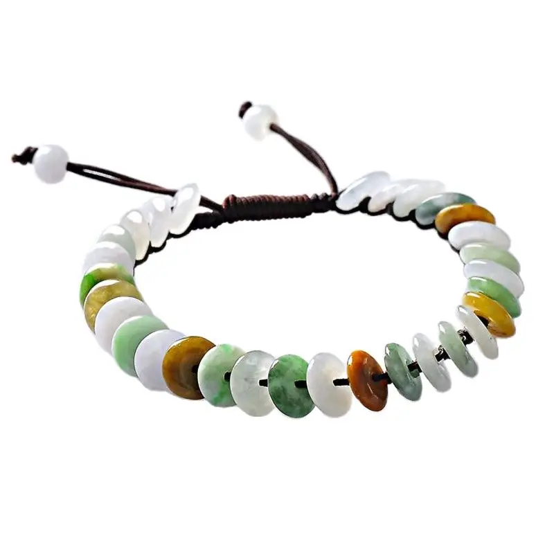 

100% natural Burma jade clasp color hand woven Bracelet ladies fashion jewelry gift, free shipping