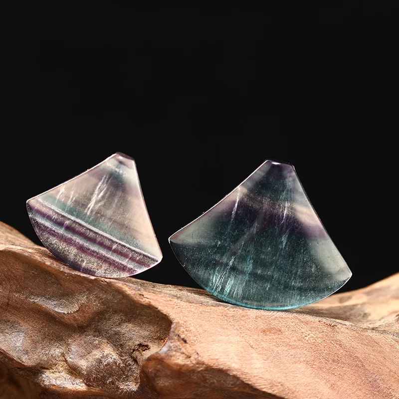 

1PC No Chain Fan-shape Bead Color Fluorite Natural Stones Crystal Cute Skirt Pendant Necklace Jewelry DIY For Making Accessories