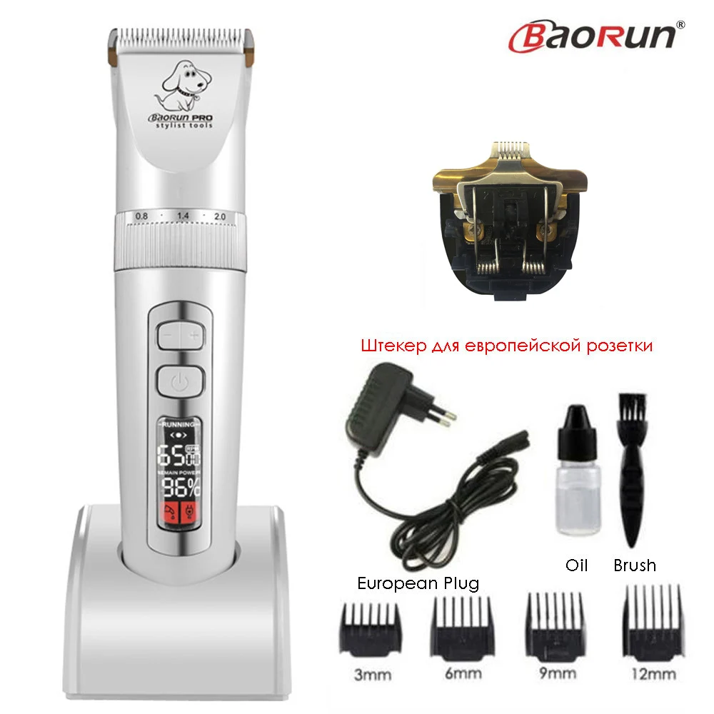 White Add A Blade Baorun P9 машинка для стрижки собак Профессиональная с ЖК-экраном кусачки для кошек электрический триммер для стрижки перезаряжаемая машинка для стрижки животных - Цвет: White Add A Blade