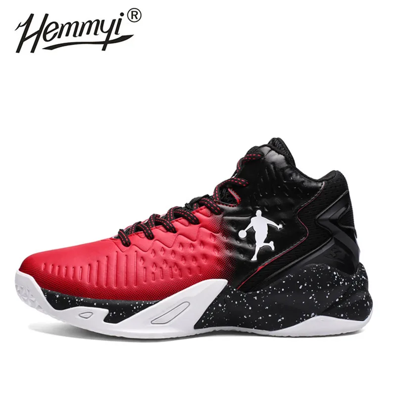 Black Red Hemmyi Новая мужская обувь с высоким берцем Jordan Баскетбольная обувь унисекс подушки Кроссовки противоскользящие дышащие, для активного отдыха и спорта Для мужчин женская обувь - Цвет: Black Red