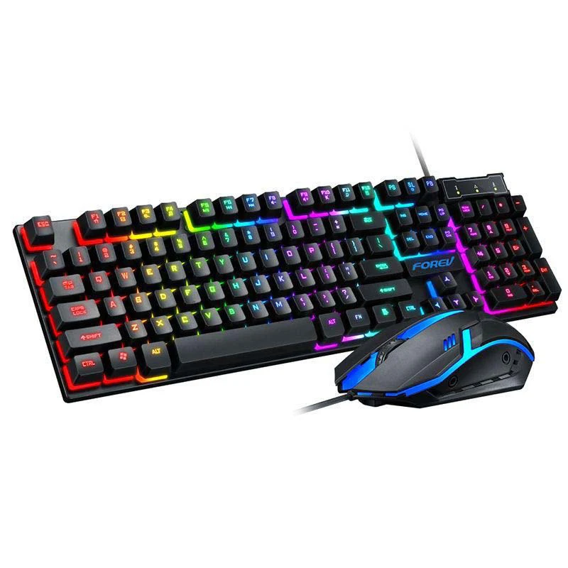

Wired RGB Backlit Ergonomic Keyboard And Mouse Combos Waterproof Mechanical Feel Keyboard 1600DPI Mouse For Notebook Laptop