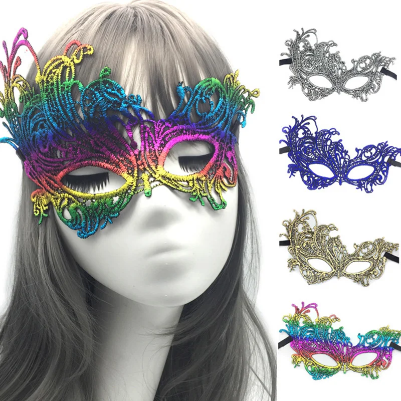 Женская кружевная бронзовая маска для лица маскарадные Вечерние Маски на